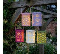 Voltico Set of 5 Solar Ornate Metal Cutout Lanterns - Multi-Coloured Glow | Size: 5 Pack Voltico Multicolor 5 Pack