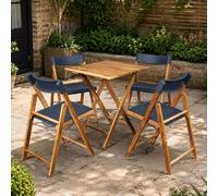 Voltico Tramontina Folding Wooden Bistro Dining Set with Table & 4 Chairs in Brown Voltico Brown