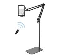 VOLTIFYMAX Floor Stand Kindle Holder with Remote Page Turner for Reading in Bed, Tablet Stand with Clicker, Kindle Accessories Tablet Stand Holder for Kindles Tablets iPhones 4.7-13 inch (Black)