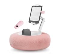 VOLTIFYMAX Tablet Pillow Stand with Kindle Page Turner for Reading in Bed, 360°Adjustable iPad Holder with Snack Bowl, ComPatible with 4.7''-13''Kindle Accessories/Paperwhite/iPad/iPhone/Samsung, Pink
