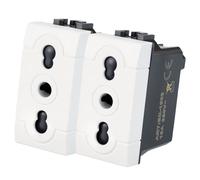 VOLTIX Pack of 2 Two Pass Sockets 2P+T 10/16 A, Wall Sockets, Compatible with Bticino Living Light and Living International, White (2)