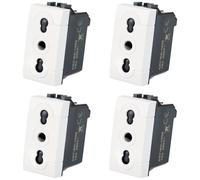 VOLTIX Pack of 4 Two-Pass Sockets 2P+T 10/16 A, Wall Sockets, Compatible with Bticino Living Light and Living International, White (4)