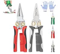 Voltmaster 8-in-1 Tool, Outdoorfun 8 in 1 Wire Stripper Twister, Multifunction Electrical Pliers with Voltage Tester, for Cutting and Pulling Wires, Voltage Tester Pliers (Red+Gray)