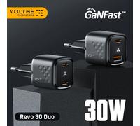 VOLTME 30W GaN Charger USB A + USB C Charger Fast Charging PD 3.0 QC 4.0+ Support PPS AFC FCP SCP MTK For iPhone 15 14 Pro Max