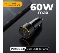 VOLTME 60W Car Charger Dual USB C Charger With Cable QC PD 30W Fast Car Phone Charger For iPad iPhone 16 15 14 13 Pro Samsung
