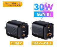 Voltme-Revo 30W fast charging charger, 30W, USB A + USB C , PD 3.0, QC 4.0 +, PPS, AFC, FCP, SCP, MTK, for iPhone 15, 14 Pro Max