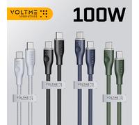 VOLTME USB C to USB C Cable 100W PD 5A Fast Charging Type C to Type C Cable Nylon Braided USB-C Cord For MacBook Pro Galaxy S23 2PCS-5A 100W Grey