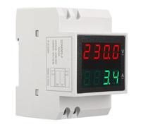Voltmeter Ammeter DIN Rail Mount 4 Digit Display Single Phase Voltage Current Meter AC80 300V 0.1 99.9A for Electrical Panels Industrial Use PC Flame Retardant Material