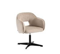 Voltra Chair By My Furniture - Taupe Chenille Swivel Dining Chair With Auto Return And Black Metal Base
