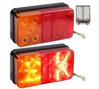 Voltrique 2PCS 12V LED Rear Tail Lights Truck Taillights Aide Lights with 10 Leds Stop Brake Light Turn Signal Indicator Lamp for Caravan Van Boat Camper Truck Lorry Tractor Red and Orange