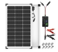 Voltset 100W Solar Panel Kit: 12 Volt Monocrystalline Solar Battery Trickle Charger Maintainer with 20A PWM Controller - Waterproof Solar Charger for RV Trailer Truck Camper Boats Vehicle Trucks
