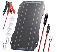 Voltset 10W Solar Panel Car Battery Charger, 12V ETFE Portable Waterproof Solar Power Trickle Battery Charger & Maintainer for Car, Boat, RV, and Motorcycles with Cigarette Lighter & Alligator Clips