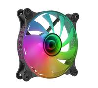 VoltShine ARGB 120mm 3D Fan Black Design RGB Lighting Low Noise High Airflow Ideal for PC Cooling and Aesthetic Enhancement.