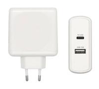 VoltShine Charger 57W with 1xUSB-C PD3.0 45W and 1xUSB-A 5V/2.4A 12W, ideal for charging mobile devices and tablets.