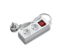 VoltShine German 2-way power strip with switch, 1.5 m, 3G, 1.5 mm² white, ideal for secure and comfortable connections at home, power and practicality in one device!