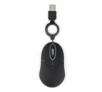 VoltShine Mini Optical Mouse - Mouse with Retractable USB Cable, Black, Ideal for Travel, Compact and Lightweight for Easy Transport