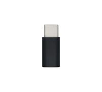 VoltShine Mini USB-C to USB 2.0 adapter, black, compatible with micro devices, ideal for data transfer and charging.