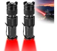 Voltvera 2 Pack LED Red Light Torch Single Mode Flashlight Scalable Small 625nm Red Light Tactical Torches for Astronomy, Animal Observation, Night Vision, Hiking, Outdoor, Night Fishing