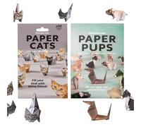 Voltvera Paper Cats Dogs Kit, 100PCS Paper Animal Origami Kit, Fold Cute Cat Dog Figures Creative Craft Activity Christmas for Adults Kids Animal Lovers, Handmade Kittens Puppies Desk Decoration Gift