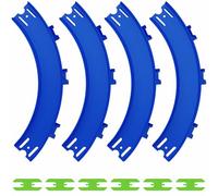 VOLTWAYZ Curve Track Pieces Compatible with Hot Wheels - 4-Pack 90-Degree High-Banked Turns + 6 Connectors - Curved Corner for 1:64 Scale Racing - Blue