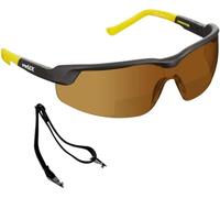 voltX GT ADJUSTABLE Bifocal Reading Safety Glasses +3.0 Brown Lens | UKCA & CE EN166FT Certified, Brown Polycarbonate Bifocal UV400 Anti-Fog Lens, Adjustable Design for Work & Industrial Use