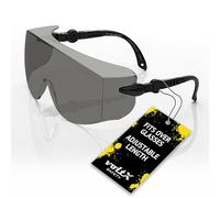 voltX 'OVERSPECS' Large Size, Industrial Safety Over Glasses - UKCA & CE EN166f certified (Smoke Lens), individually adjustable temples, antifog, scratch resistant, UV400 protection