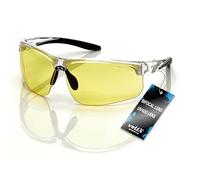 voltX 'ULTIMATE SPORTS' Bifocal Safety Glasses (+3.0 Dioptre, ULTIMATE Yellow) - Anti Fog Coated UV400 lens - Adjustable nosepiece - Microfibre Carry Bag