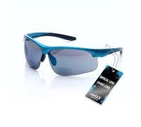 voltX 'ULTIMATE SPORTS' Bifocal Safety Glasses (Blue Frame, Blue Mirror Lens +3.0 Dioptre) - Anti Fog Coated UV400 lens - Adjustable nosepiece - Microfibre Carry Bag