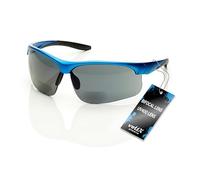 voltX 'ULTIMATE SPORTS' Bifocal Safety Glasses (Blue Frame, Smoke Lens +2.5 Dioptre) - Anti Fog Coated UV400 lens - Adjustable nosepiece - Microfibre Carry Bag