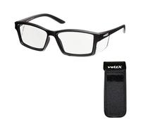 voltX 'VISION' Safety Readers Full Lens Magnified Reading Safety Glasses UKCA & CE EN166ft certified (+3.0 Dioptre, Clear lens) with Semi Rigid Expandable Safety Pouch - Anti fog coated UV400 lens