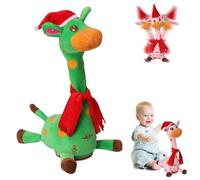 Volume Control Singing Dancing Giraffe Toy,Talking Recording Giraffe Toys,Light Baby Plush Doll Repeat What You Say Baby Encourage Speech Toy,Birthday Gifts for Kids 1 2 3 Year Old (Green-Xmas)
