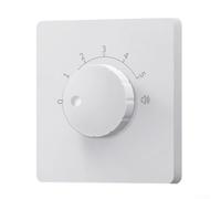 Volume Control Switch for Background Music Systems - 5-Position Rotary Sound Regulator, Flame-Retardant PC Housing, 86x86mm Wall-Mount(White - 20W Voltage)