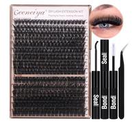 Volume Lash Clusters Kit DIY Lash Extension Kit D Curl Eyelash Extensions with Lash Bond and Seal Waterproof Tweezers,10-18MM Eyelashes Cluster Lashes by Geeneiya (80D+100D, 10-18mm)