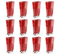 Volume Offer (12-Pack) Commercial Beverage Disposal Bin, Drink Dump Bin with Liquid & Solid Waste Separation, Rolling Waste Station, Lobby Bin (Red (12-Pack))