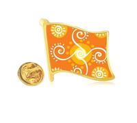 Volume Orange Mexico Totems Ancient Civilization Golden Metal Flag Lapel Pin Badge