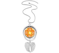 Volume Orange Mexico Totems Ancient Civilization Pendant Angel Wings Rotating Necklace Jewelry