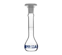 Volumetric Flask, 10ml - Class A, ASTM - Tolerance ±0.02ml - Polypropylene Stopper - Single, White Graduation - Borosilicate Glass - Eisco Labs