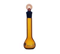 Volumetric Flask with Grinding Stopper, Amber, Class A, Capacity 10ml, Printed Blue Graduations & Marking Spot, Borosilicate Glass, Lab Glassware Kits (10ml)