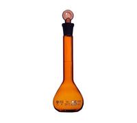 Volumetric Flask with Grinding Stopper, Amber, Class A, Capacity 25ml, Printed Blue Graduations & Marking Spot, Borosilicate Glass, Lab Glassware Kits (25ml)