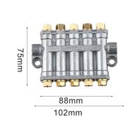 Volumetric Grease Distributor Valve for centralized Lubrication Systems | Zinc alloy and brass construction, available in 2 to 10 outlet positions, supplied without ferrule connector