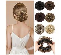 Voluminous Synthetic Bun Wig with Adjustable Clip, Fake Buns for Styling Updos Wavy Curly, Messy Bun Hair Clips Women, Claw Clip for Fine Hair(10#)
