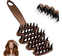 Volumizing Boar Bristle Hair Brush Hot Hair Teasing Brush for Fine Straight Wavy Curly Hair Anti Frizz Smoothing Brush for Wet Dry hair Styling (Brown)