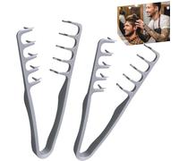 Volumizing Hair Texture Comb - 2pcs Wide Tooth Styling Comb Set for Waves, Fluffy Hair & Scalp Massage, Adds Root Volume & Texture, Gently Detangles for All Hair Types (gray)