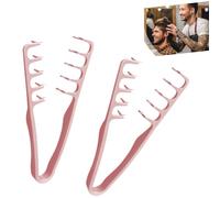 Volumizing Hair Texture Comb - 2pcs Wide Tooth Styling Comb Set for Waves, Fluffy Hair & Scalp Massage, Adds Root Volume & Texture, Gently Detangles for All Hair Types (pink)