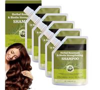 Volumizing Rosemary & Biotin Shampoo for Thinning Hair Appearance, Herbal Plant Based Shampoos for Thicker, Fuller hair, Biotin Strengthening Shampoo with Tea Tree Oil for Women and Men (5PCS)