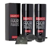 VOLUMON Keratin Hair Building Fibres x2 - Instantly Conceals Thinning Areas for Fuller, Thicker Hair - For Men & Women 28g x2 + Optimiser & Applicator (White)