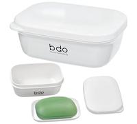 volumoon 2 Pcs Soap Dish Holder with Drainage Tray and Lid,Portable Soap Dish for Shower Travel, Multi-functional Soap Dish, Plastic Soap Holder with Lid, Easy Cleaning Soap Box with Drainage System