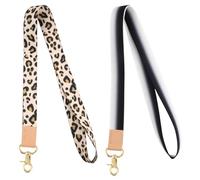 Volumoon 2-Piece Leopard Lanyards - Polyester Neck Straps with Metal Ring for Keys, ID Cards & Name Badges