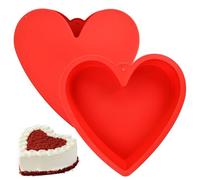 volumoon Set of 2 Heart Shaped Cake Tins, Heart Cake Mould 10 Inch, Red Silicone Cake Molds, Love Heart Baking Tin, Non Stick Cake Baking Pan for Wedding and Birthday Muffins, Puddings, Bread Baking