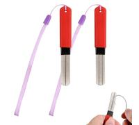 volumoon 2Pcs Fishing Hook Sharpener,Fish Hook File, Diamond Fish Hook Grinding File, Fish Hook Sharpening File Tool Accessory, Two Sided Three Groove Fish Hook File for Outdoor Fishing, Red Handle
